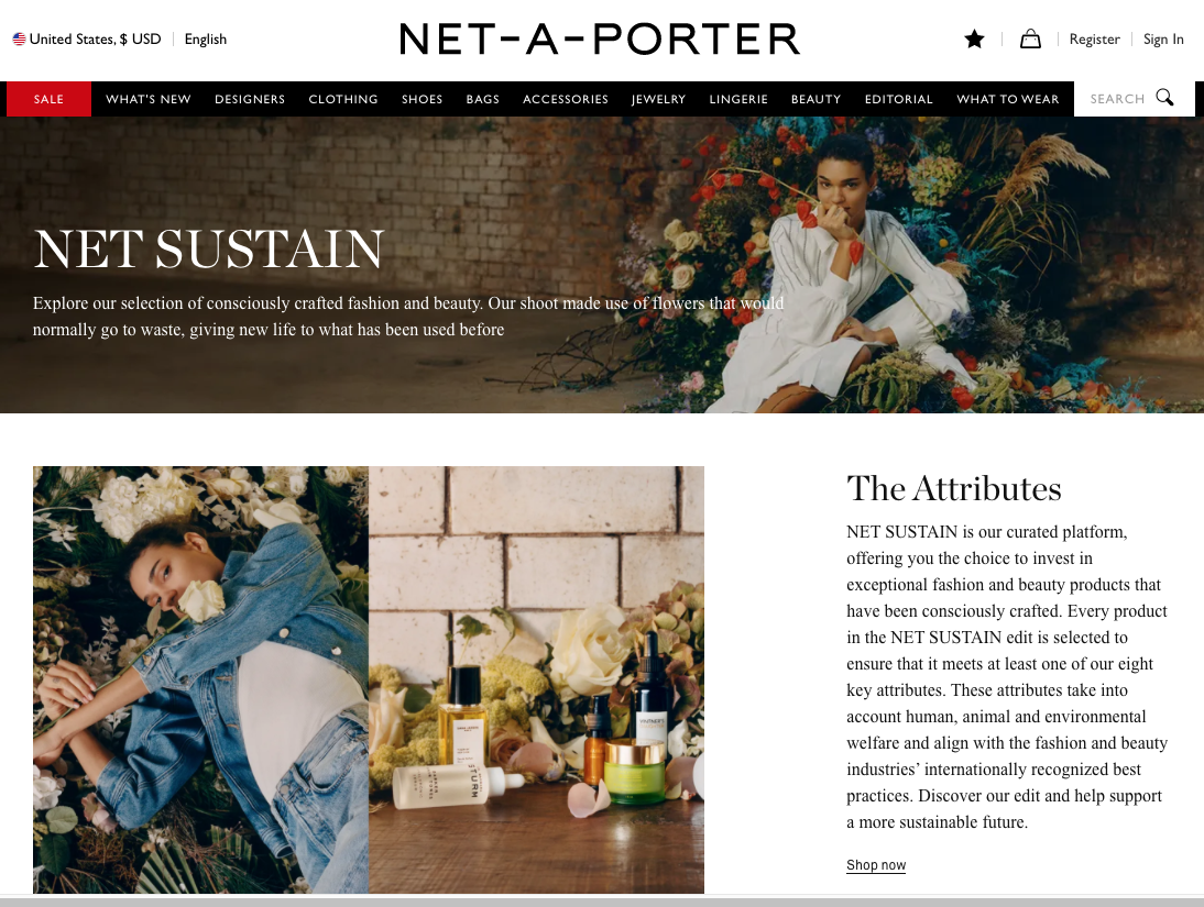 Net Sustain, a sustainability initiative on NET-A-PORTER.